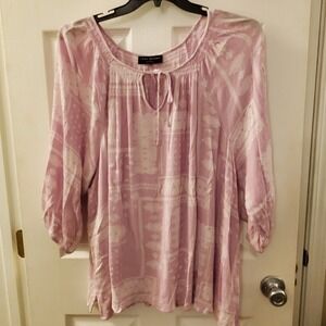 Lane Bryant sz 22 bandana prnt rayon top blouse tunic casual career boho peasant